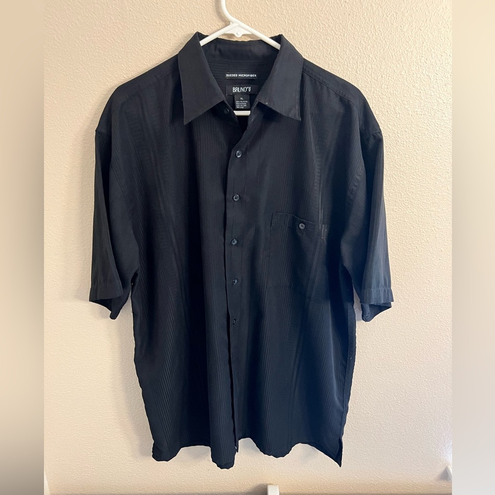 Bruno XL sueded black button down shirt
